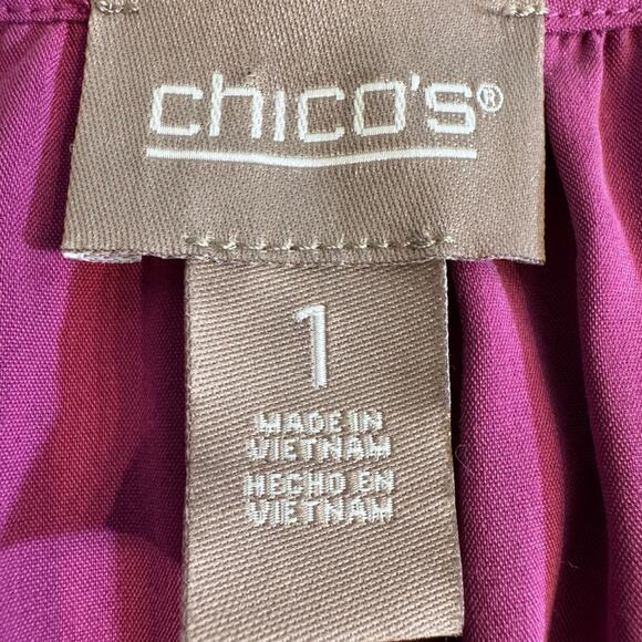 Chico's tunic pink long sleeve open neck button up blouse  Sz 1 US M - Picture 5 of 7